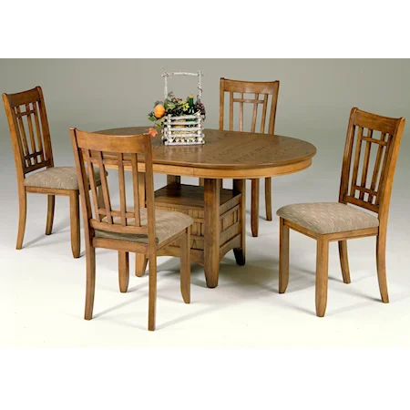 5-Piece Pedestal Table Set w/ 4 Mission Side Chairs